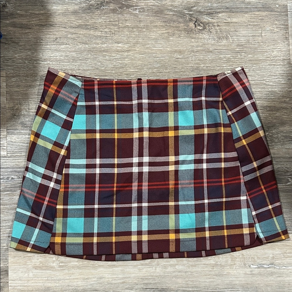 Urban Outfitters Plaid Mini Skirt - Burgundy and Blue - L